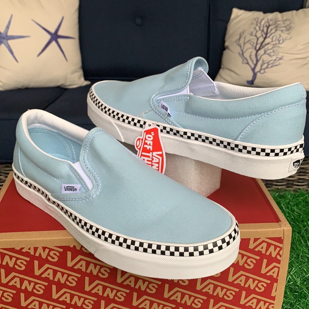 VANS CLASSIC SLIP-ON CHECK FOXING COOL BLUE WMNS